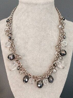 Black, clear and silver Cha Cha necklace